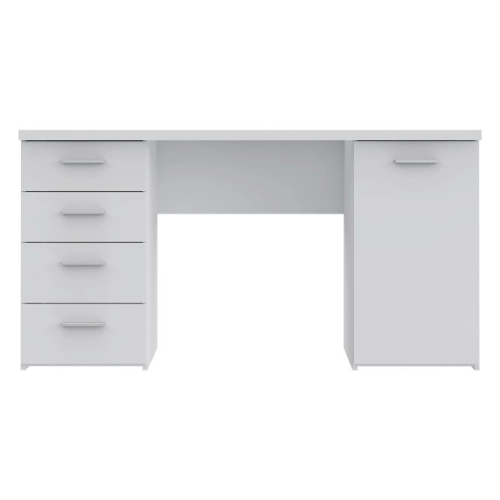 Białe biurko 145x60 cm z 4 szufladami i szafką